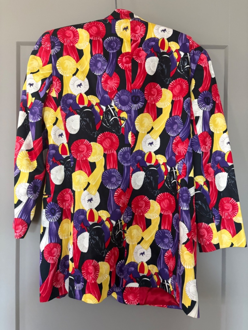 Vintage Escada Equestrian Horse & Prize Ribbon Statement Blazer 42 Like New - Picture 4 of 16